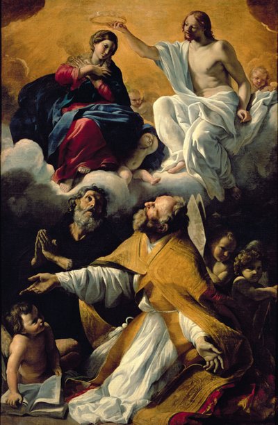 Die Krönung der Jungfrau mit den Heiligen Wilhelm von Aquitanien und Augustinus von Giovanni Lanfranco